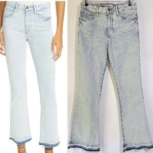 Frame Le Crop Mini Boot Cut High Rise Jeans in Pali acid wash raw hem